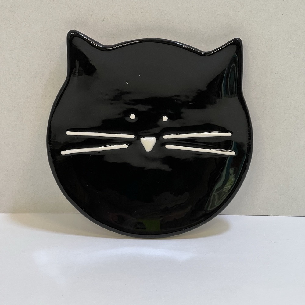 Basis‎ black cat spoon rest plate 6" Kitchen decor server dinner